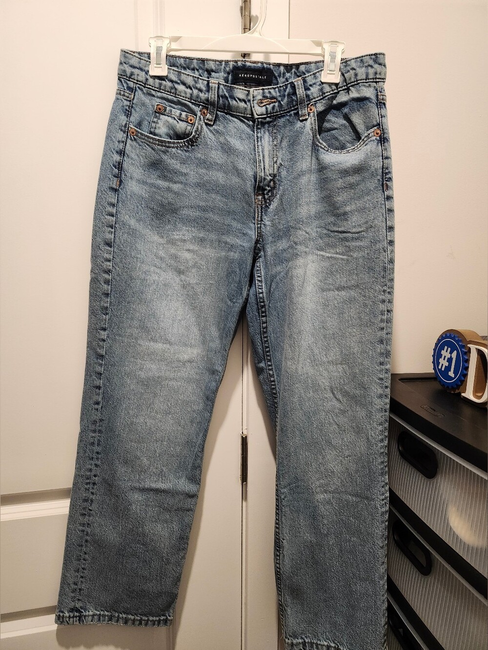 Aeropostale Women's Washed Light Blue Low Rise Baggy Jeans